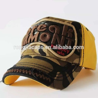 high quality 3D embroidery patch dark custom 6 panel long baseball cap